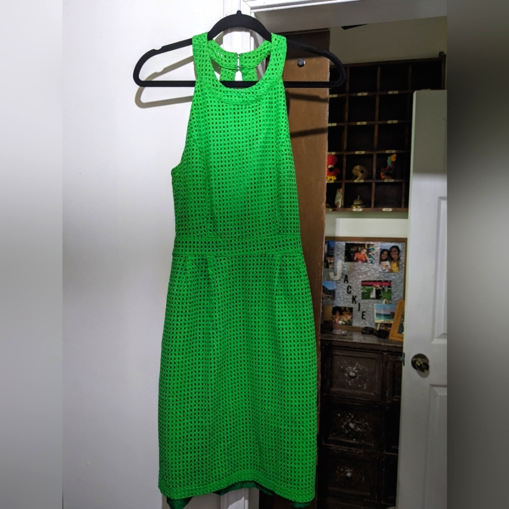Eva Mendes Kelly Green halter dress